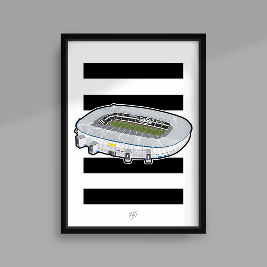 Hull FC Themed rugby league poster print featuring artwork of the famous MKM Stadium, formerly the KCOM, in West Hull!