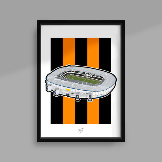 Inspired by the home of Hull City Football Club, the MKM Stadium Formerly the KCOM! Print comes in A3, A4 & A5 sizes...