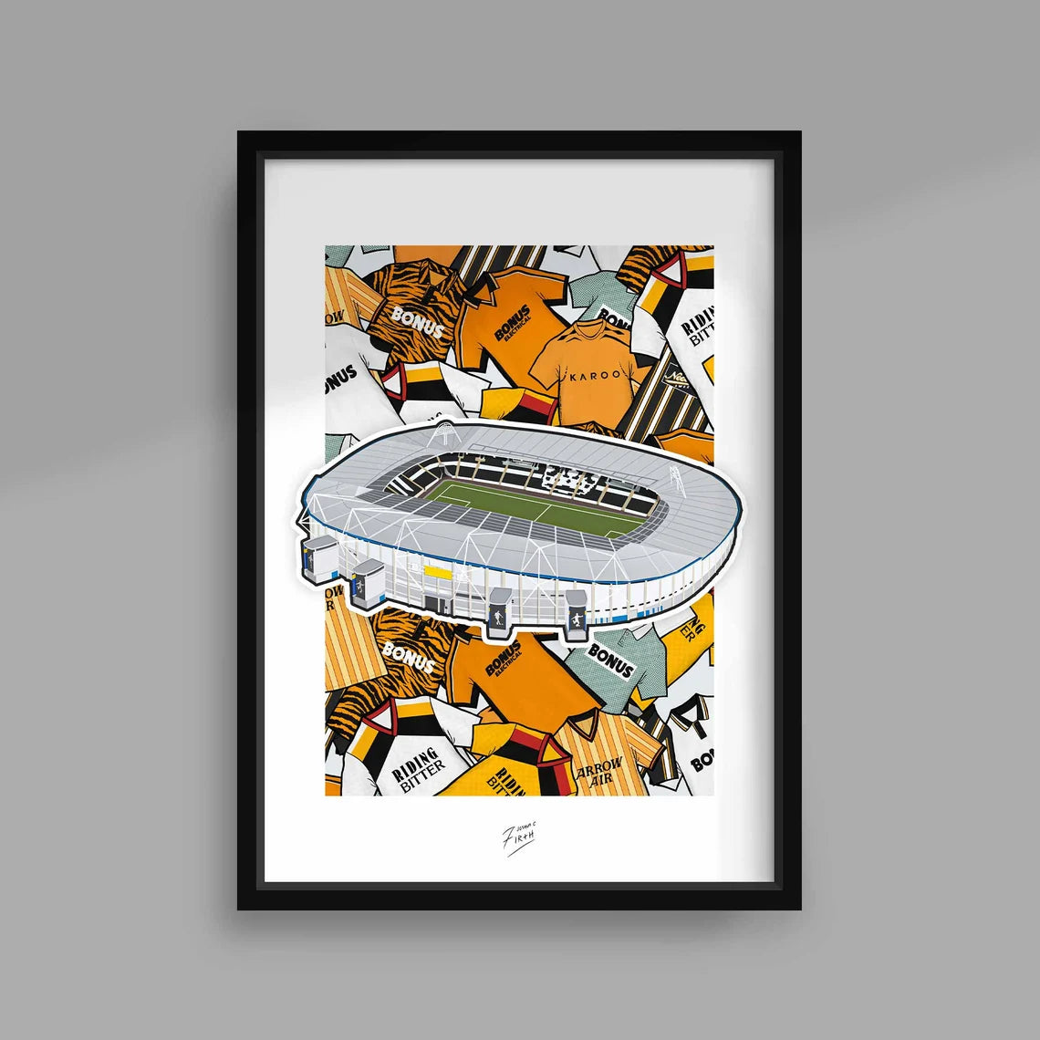 Hull MKM Stadium & Retro Shirts Football Print