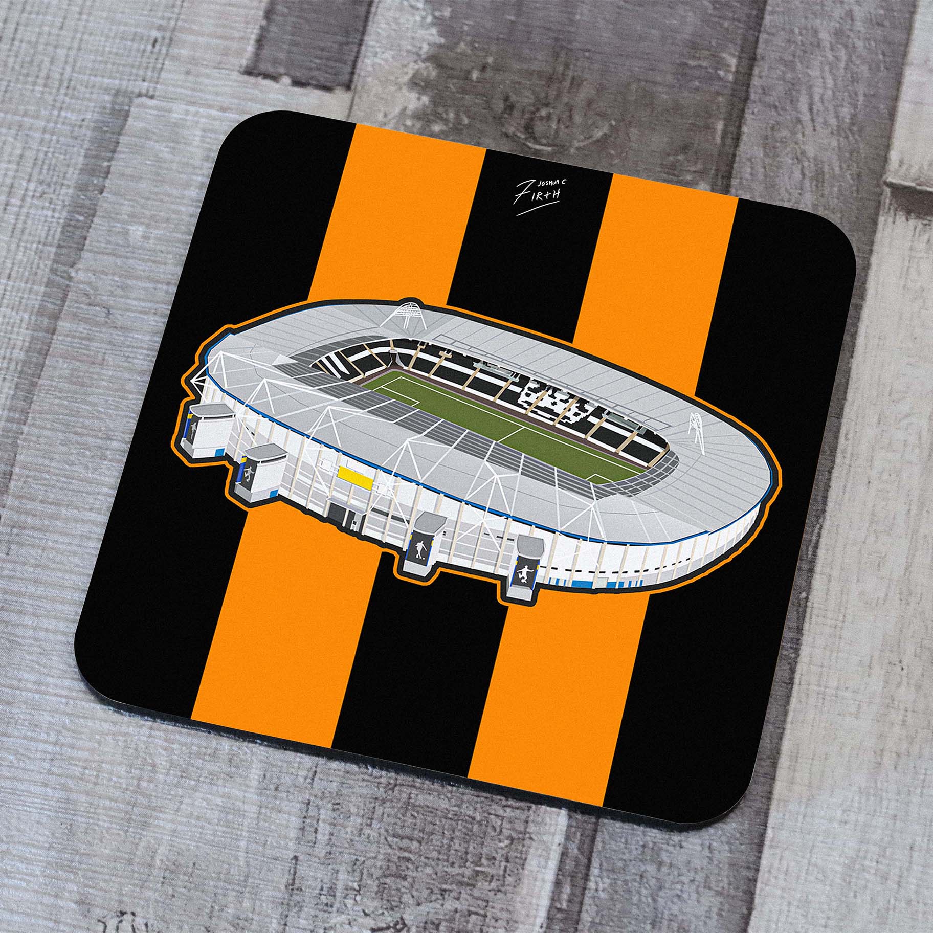 Home of the Tigers, a Hull City Football themed coaster of the MKM Stadium, formerly the KCOM, in East Yorkshire
