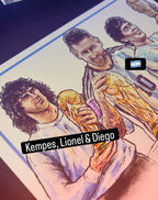 Argentina World Champions Kempes Messi Maradona Art Football Print