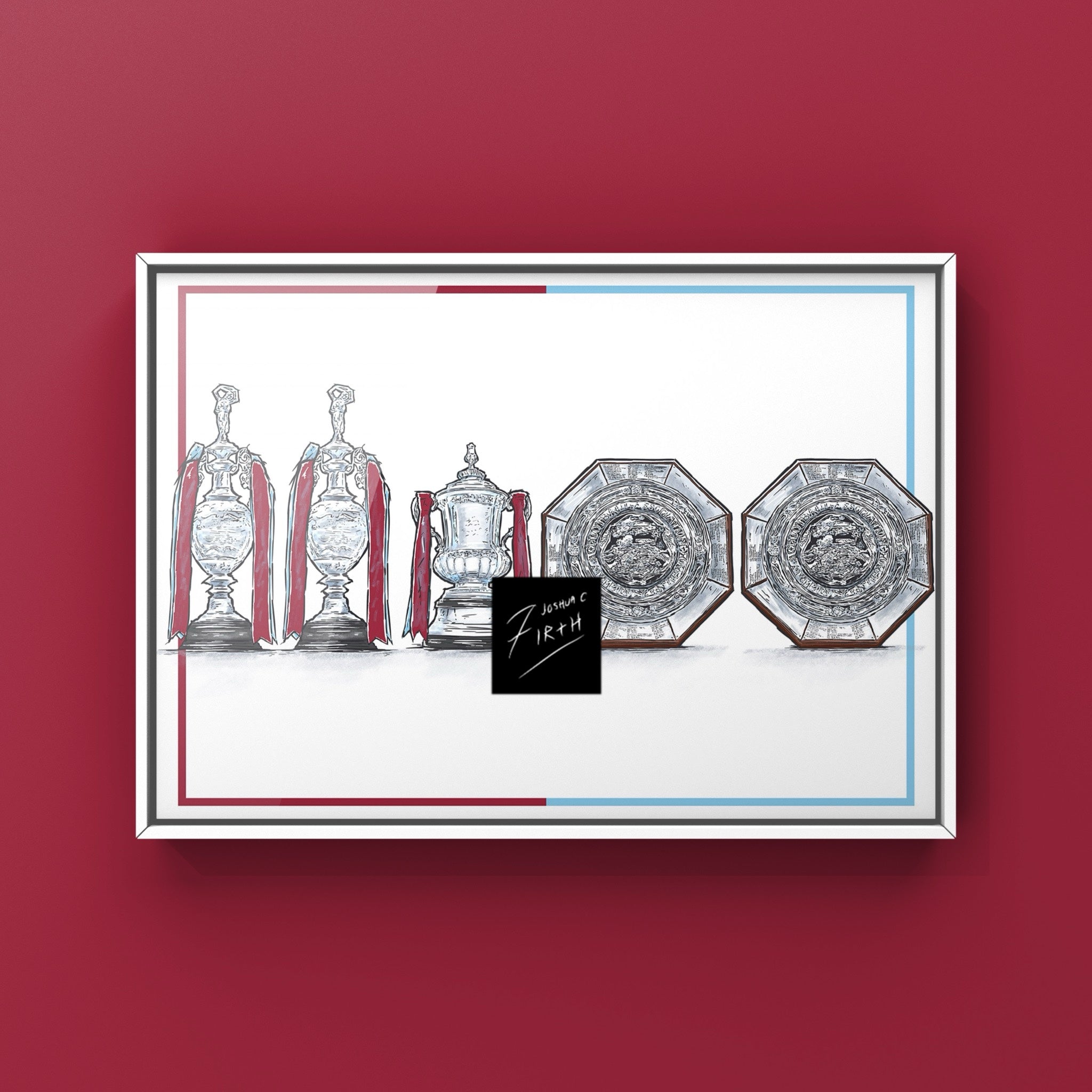 Burnley Football Club Inspired Major Trophies Football Print, Inspired by the trophies won by the club based at Turf Moor Lancashire
