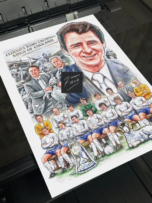Brian Clough Derby Inspired 1972 Champions of England Artwork Poster Print