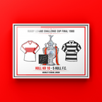 Framed poster of Rugby League Challenge Cup Final 1980 on a red background