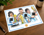 Argentina World Champions Kempes Messi Maradona Art Football Print