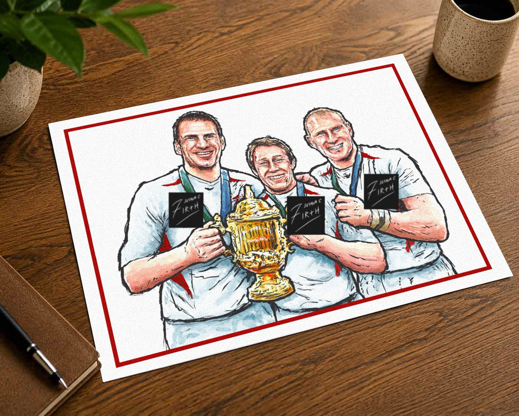 England 2003 Rugby World Cup Legends - Johnson, Wilkinson & Dallaglio Print