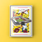 Watford Inspired Collage Retro Shirts Vicarage Road Stadium Football Print, inspired by the past and present of Watford football club 