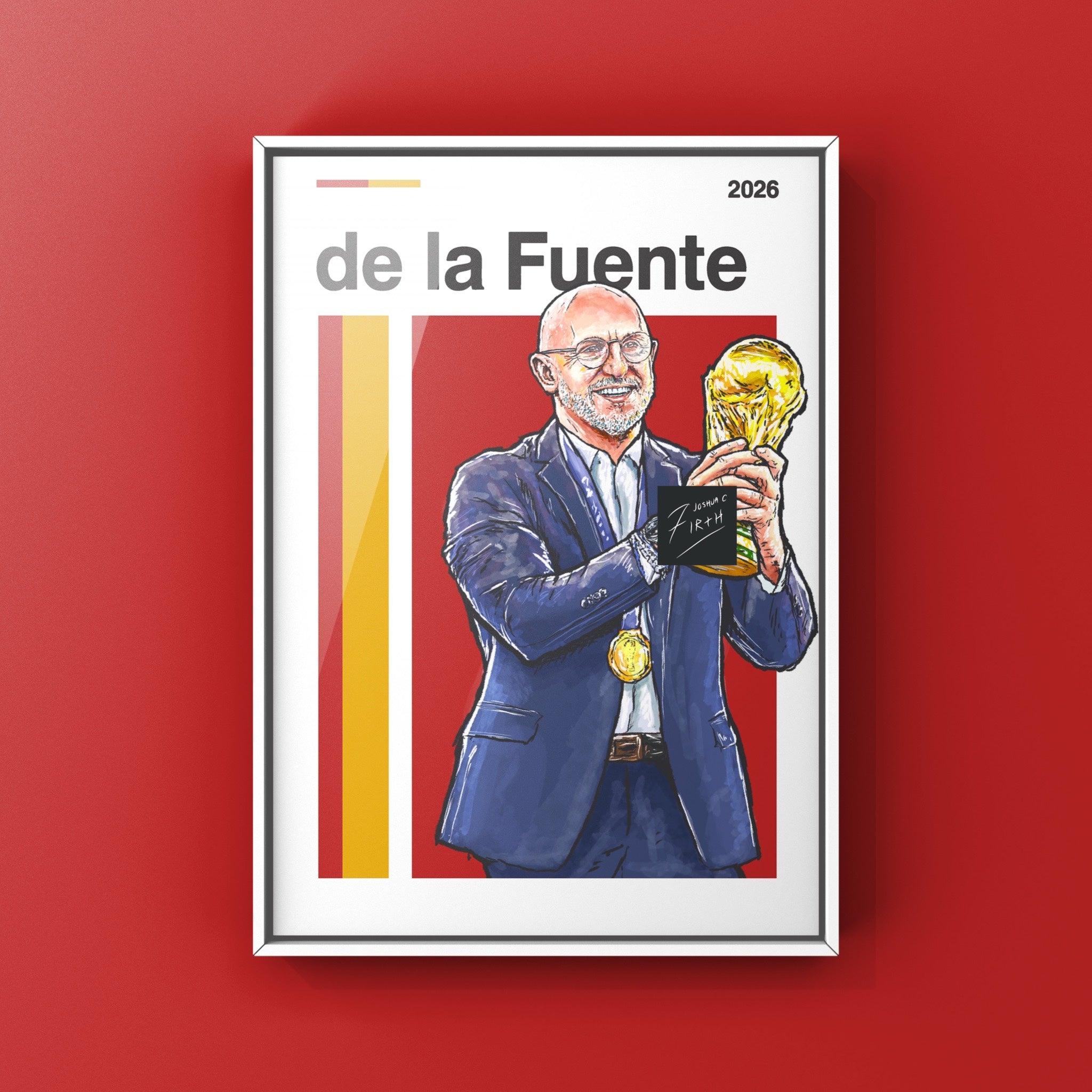 Artwork inspired by the legendary Spanish coach, Luis de la Fuente who led Spain to the 2026 World Cup title beating Argentina in the final in America 
