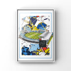 Poster print inspired by the Yorkshire county cricket club shirts and headingley stadium in Leeds Yorkshire 