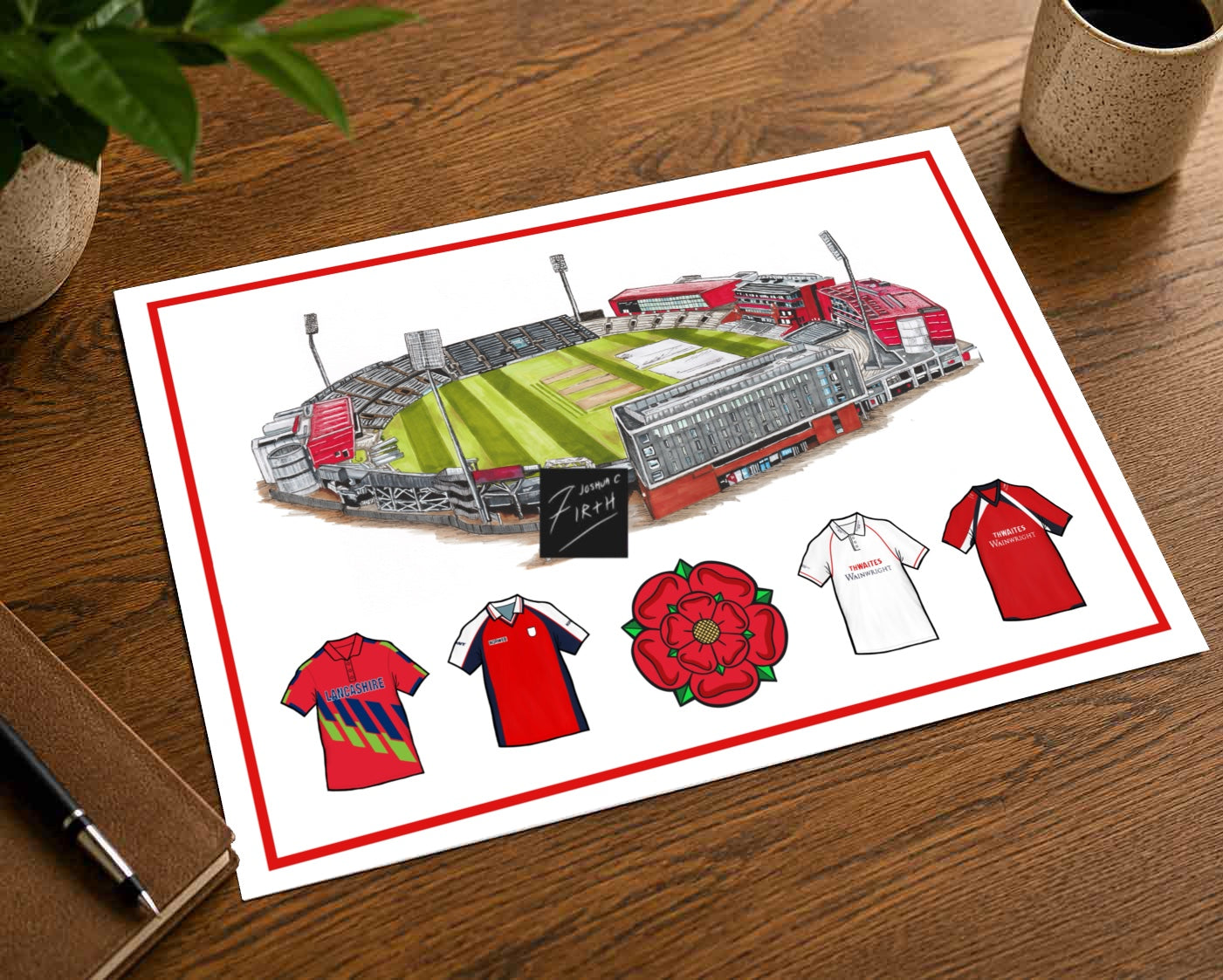 Lancashire Style Retro Shirts & Old Trafford Stadium Cricket Print