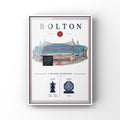 A football print inspired by the Bolton Wanderers success of the past and the current home stadium