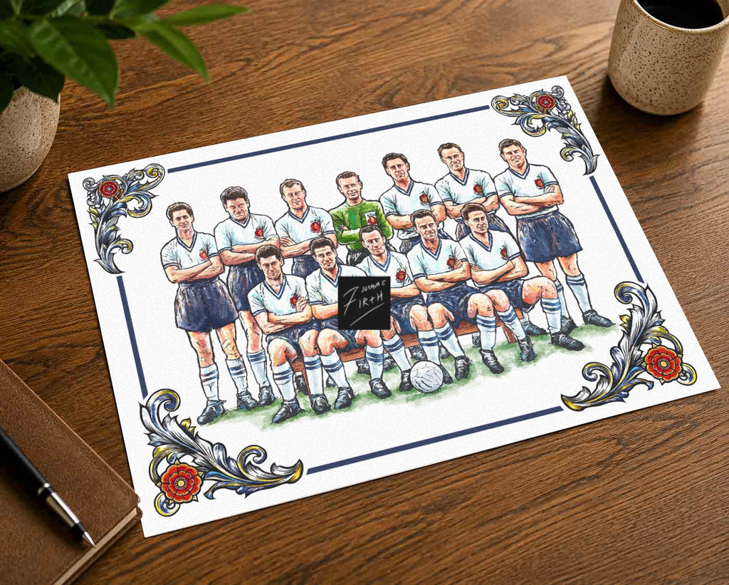 This independently created artwork celebrates the proud legacy of the Trotters, inspired by the Bolton legendary 1958 FA Cup-winning side. Designed by a passionate football supporter, the hand-drawn illustration pays tribute to one of the club’s most memorable teams, capturing the spirit, pride and nostalgia of their famous Wembley triumph.