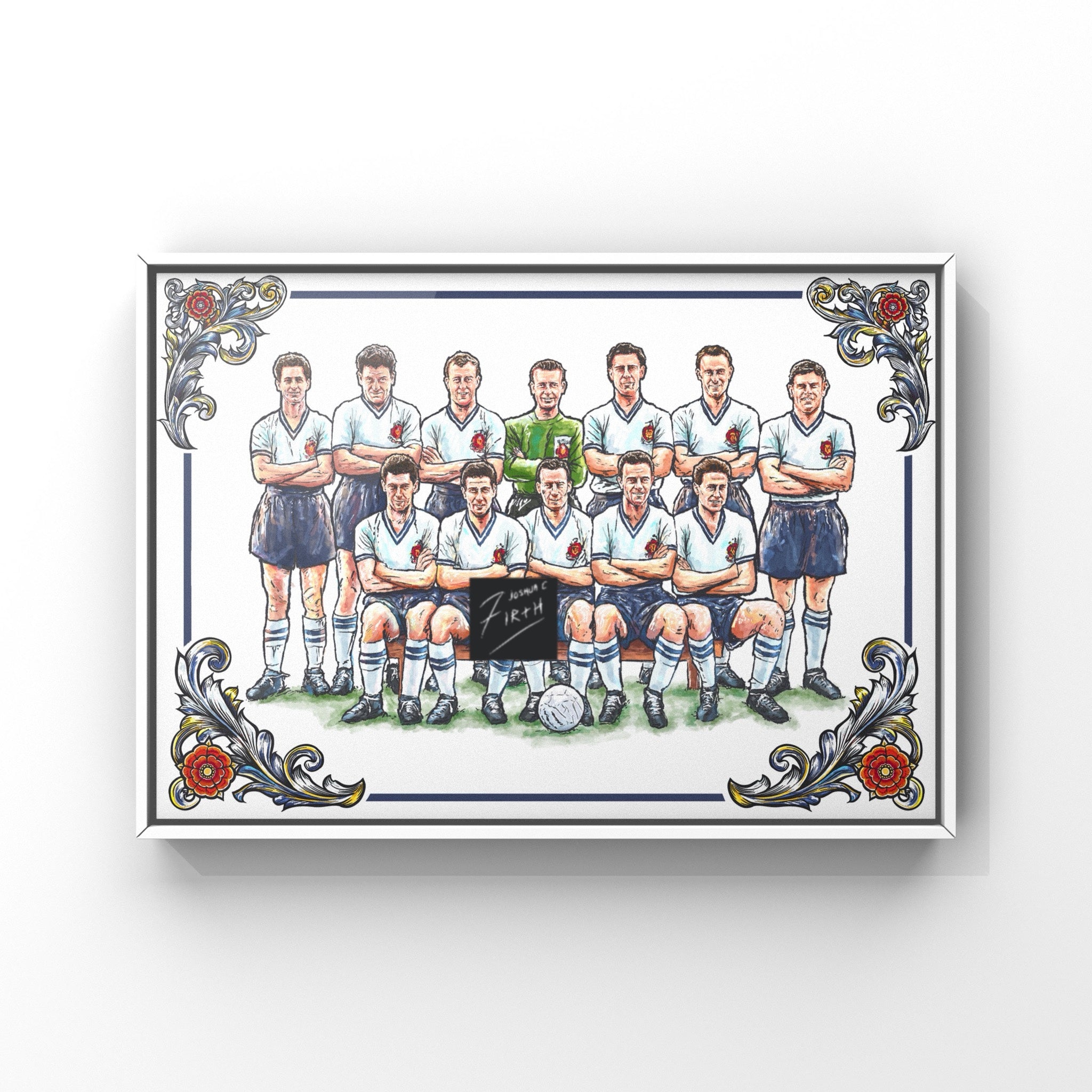 Celebrate the Trotters’ proud legacy with this independently created artwork inspired by the legendary Bolton team that won the 1958 FA Cup.  A passionate football supporter designed this hand-drawn illustration, paying tribute to one of the club’s most memorable teams. It captures the spirit pride and nostalgia of Bolton’s famous Wembley triumph.