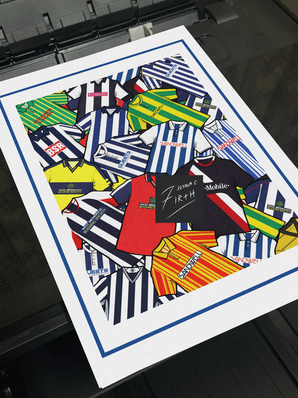 West Brom Kit Collage Retro Shirts Football Print