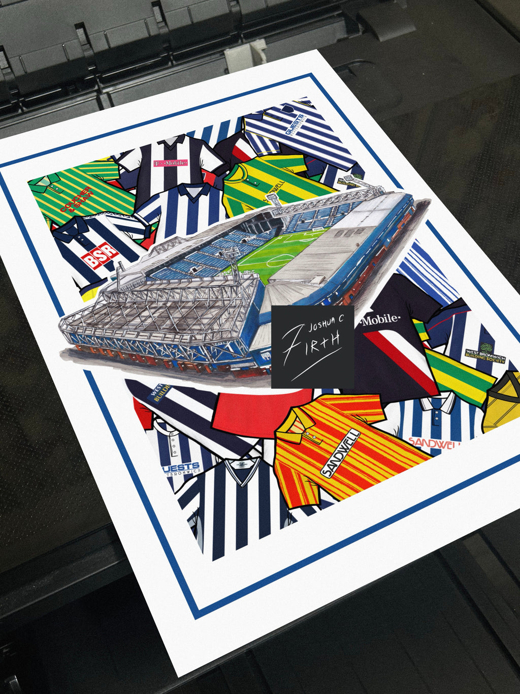 West Brom Collage Retro Shirts & Hawthorns Stadium Football Print