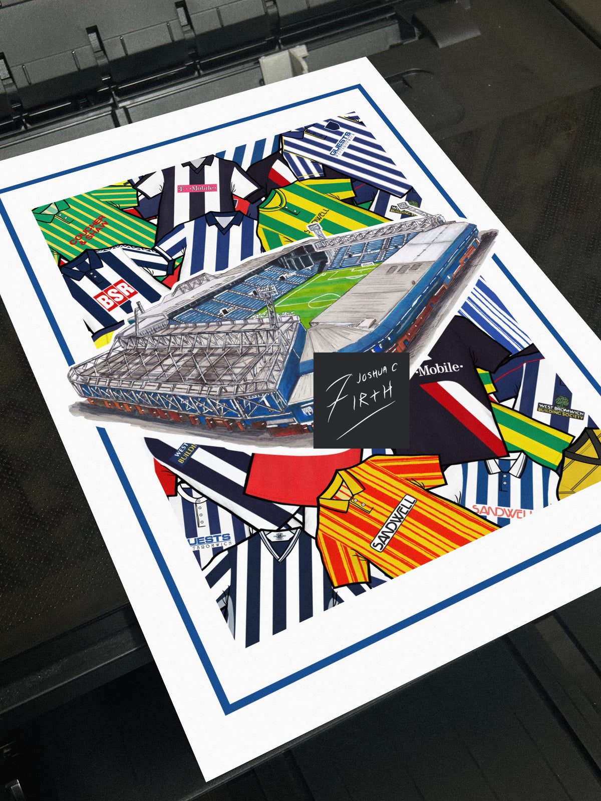 West Brom Collage Retro Shirts & Hawthorns Stadium Football Print