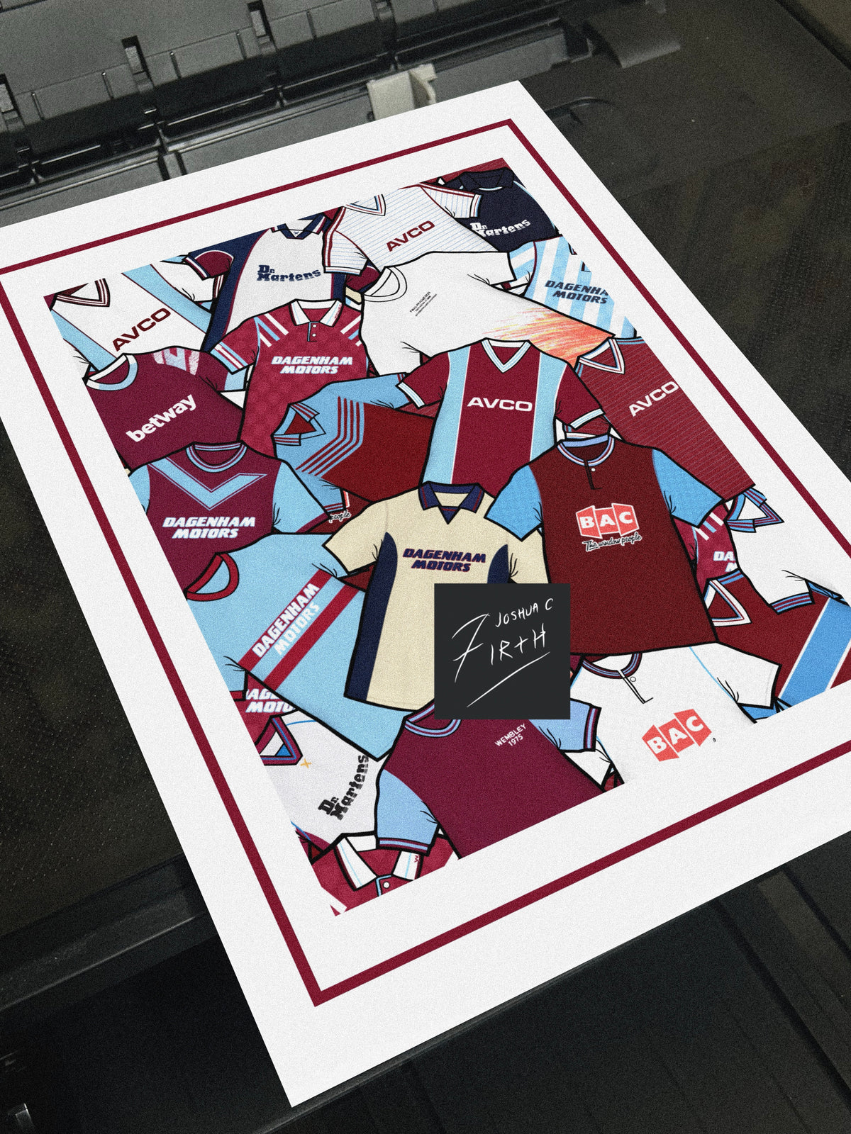 West Ham United retro shirts poster print, inspired by the shirts of the past. Ideal for anyone who is a hammers supporter 