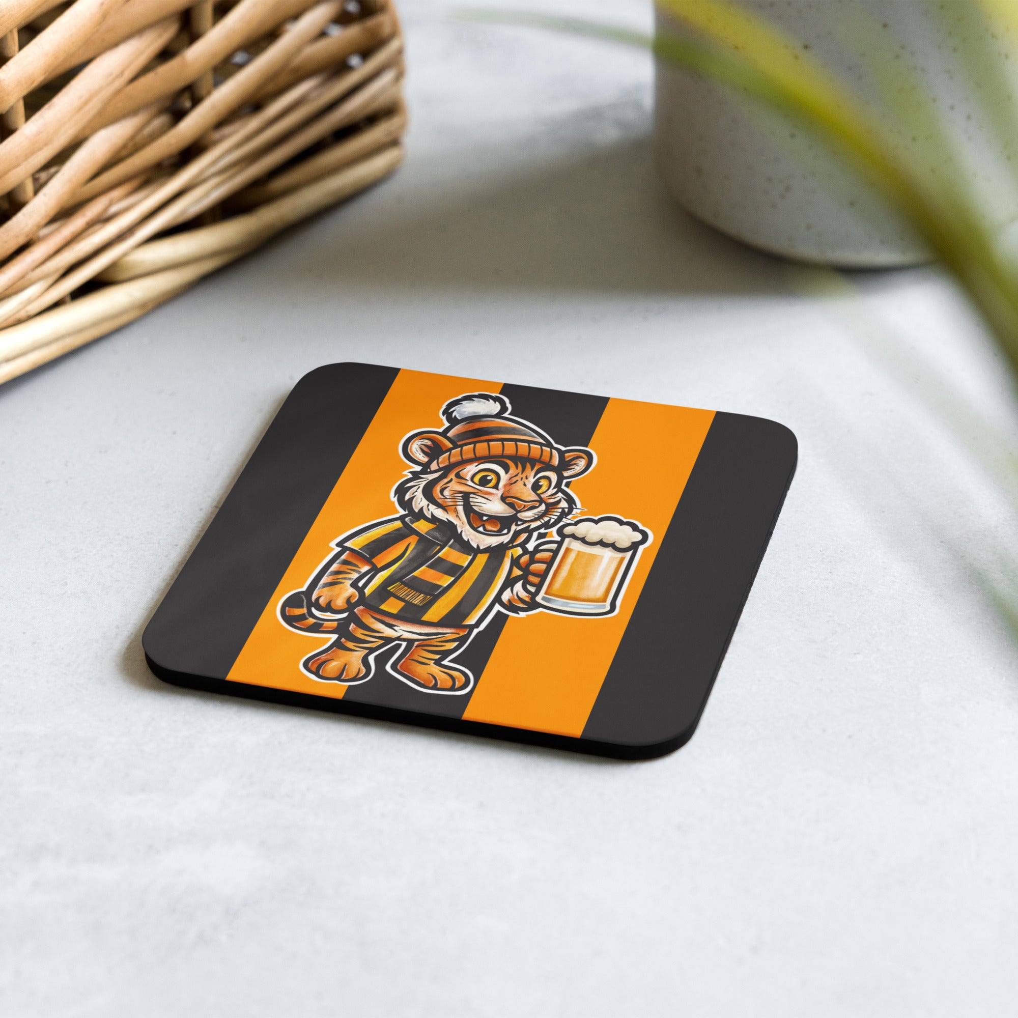 Tiger Black & Amber Football Coaster