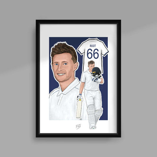 Poster print artwork of England and Yorkshire Cricketer, Joe Root