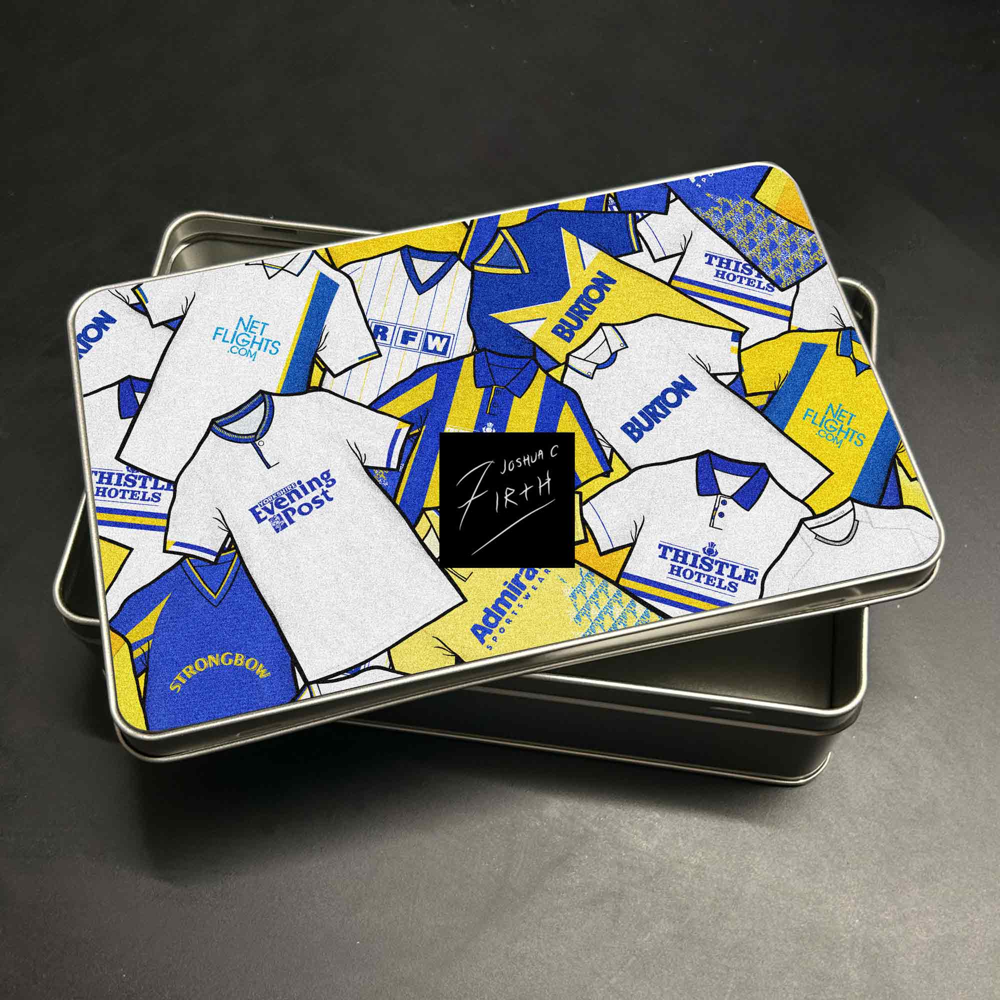 Leeds United Elland Road Inspired Football Retro Shirts Metal Sweets / Biscuit Tin