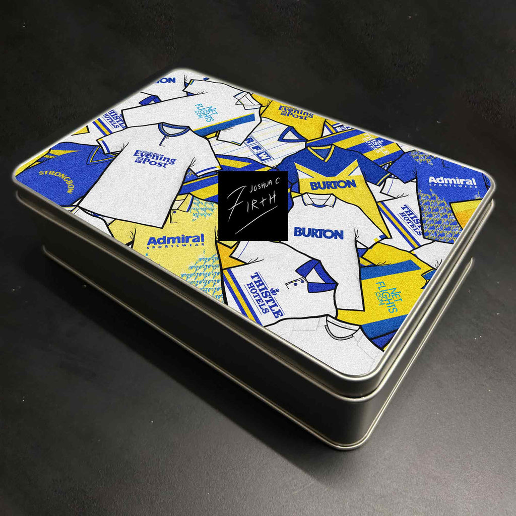 Leeds United Elland Road Inspired Football Retro Shirts Metal Sweets / Biscuit Tin