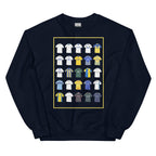Retro-style Leeds United inspired sweatshirt made from a 50/50 cotton-polyester blend, featuring a pre-shrunk classic fit with soft air-jet spun yarn. Includes a 1x1 athletic rib knit collar with spandex and durable double-needle stitching on the collar, shoulders, armholes, cuffs, and hem.