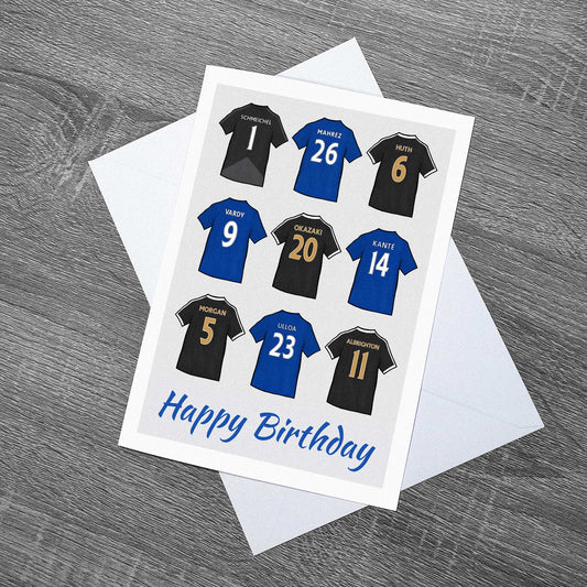 Leicester City themed 2015/16 title winner themed happy birthday card