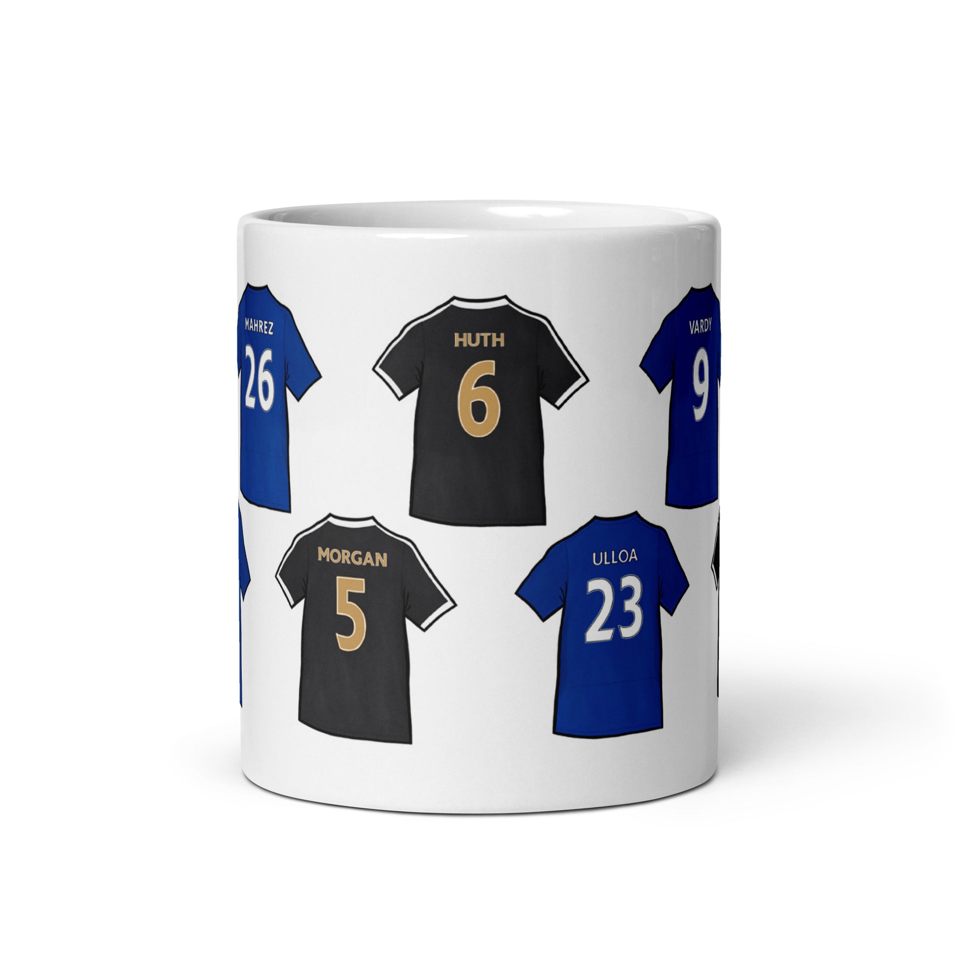 Leicester City football themed mug celebrating the 2015/16 title