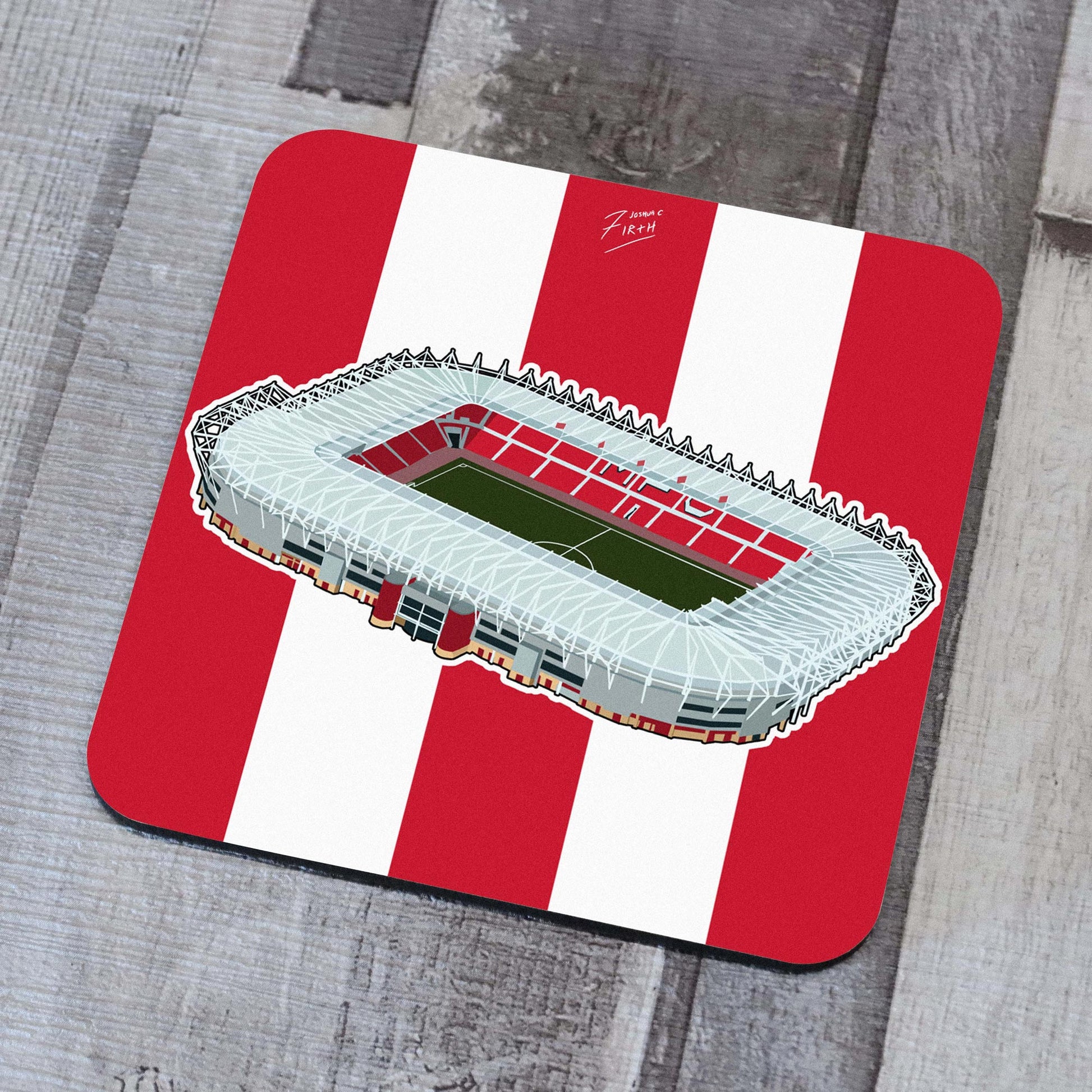 Coaster featuring artwork of Middlesbrough Football Club's home, the Riverside Stadium, North Yorkshire