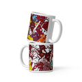 Northampton Town football shirt collage mug – handcrafted ceramic mug featuring classic Northampton kits in a colourful wraparound design