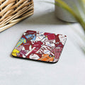 Northampton retro football shirt collage coaster, handmade cork-backed gift for Northampton Town fans and home decor.