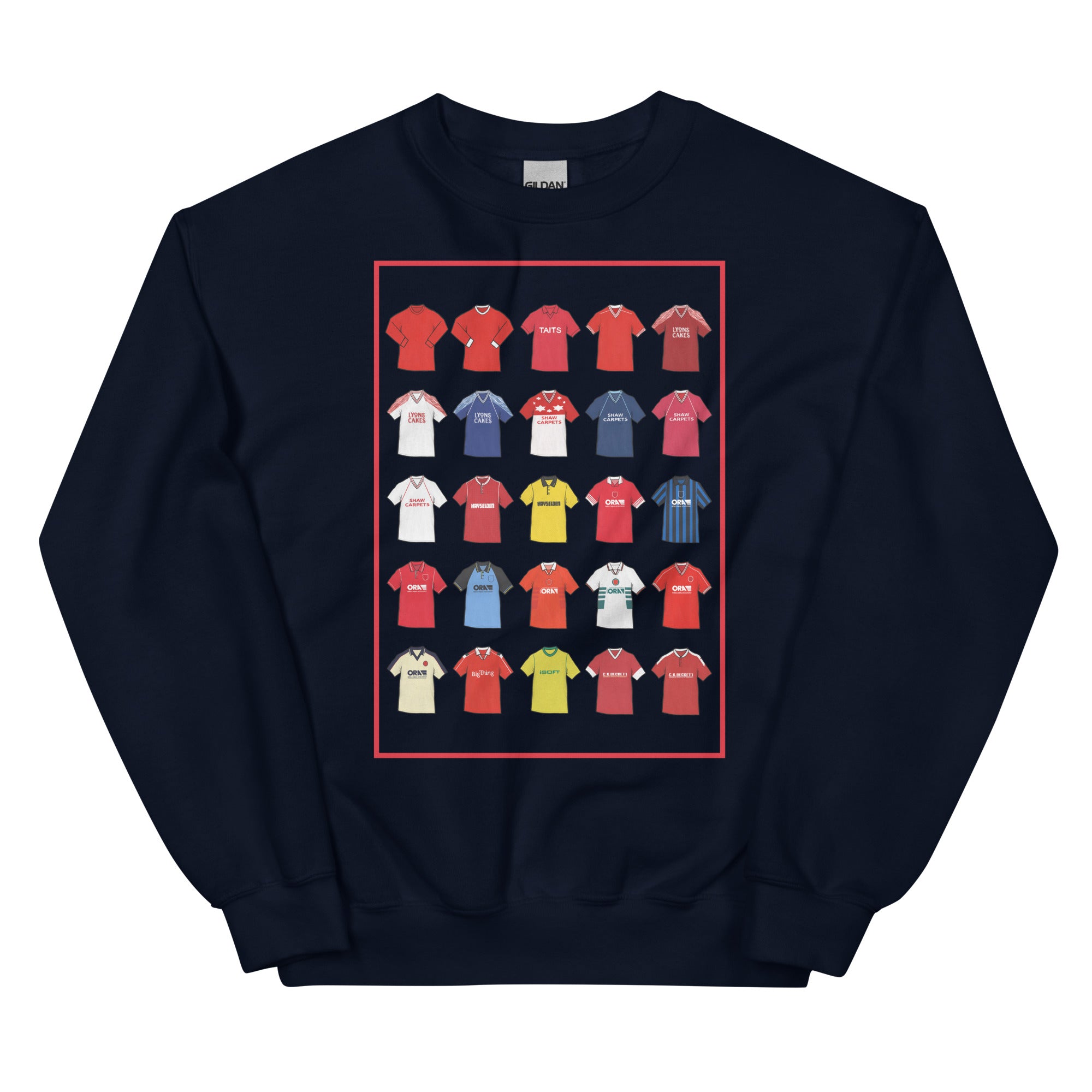 Retro-style Barnsley FC inspired sweatshirt made from a 50/50 cotton-polyester blend, featuring a pre-shrunk classic fit with soft air-jet spun yarn. Includes a 1x1 athletic rib knit collar with spandex and durable double-needle stitching on the collar, shoulders, armholes, cuffs, and hem