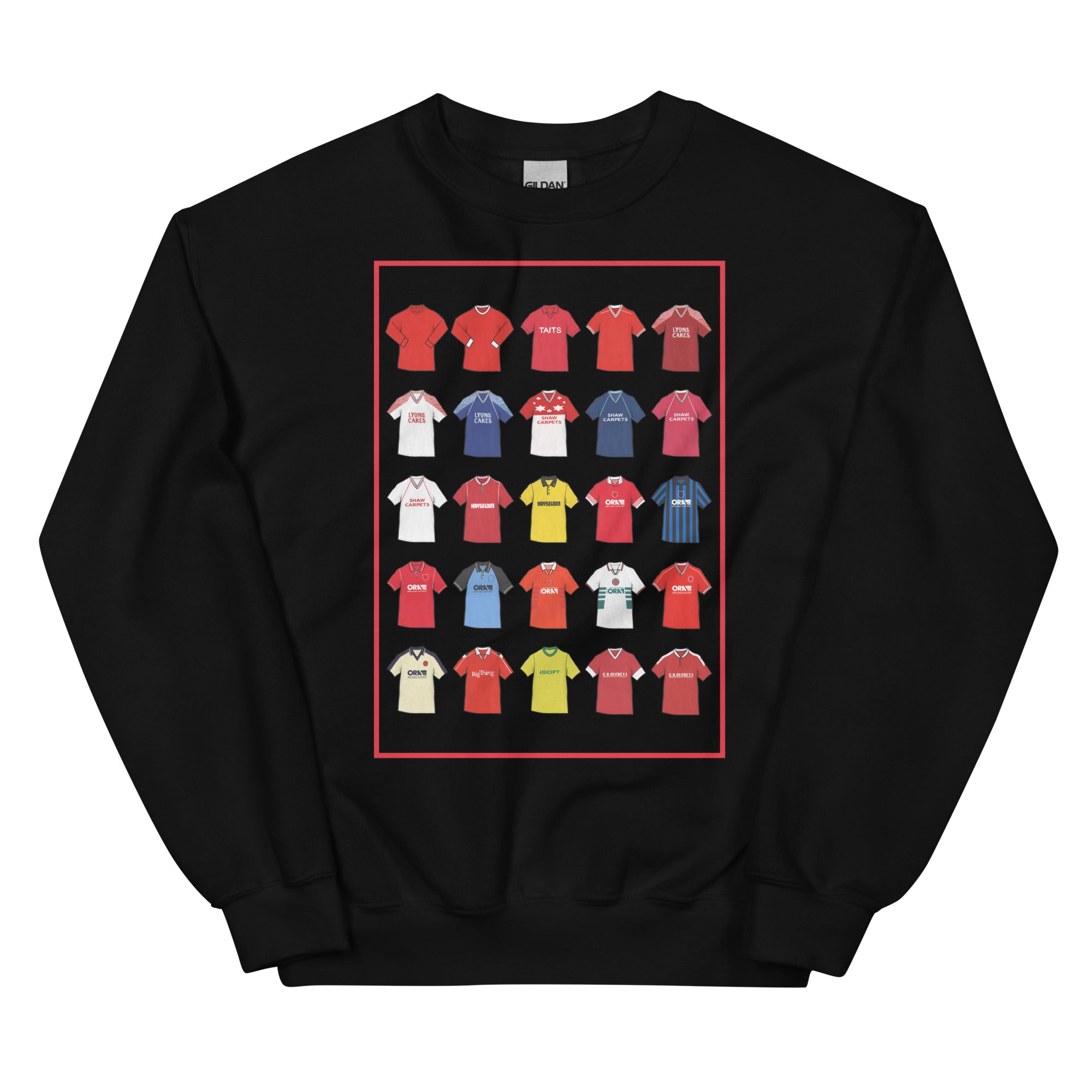Retro-style Barnsley FC inspired sweatshirt made from a 50/50 cotton-polyester blend, featuring a pre-shrunk classic fit with soft air-jet spun yarn. Includes a 1x1 athletic rib knit collar with spandex and durable double-needle stitching on the collar, shoulders, armholes, cuffs, and hem