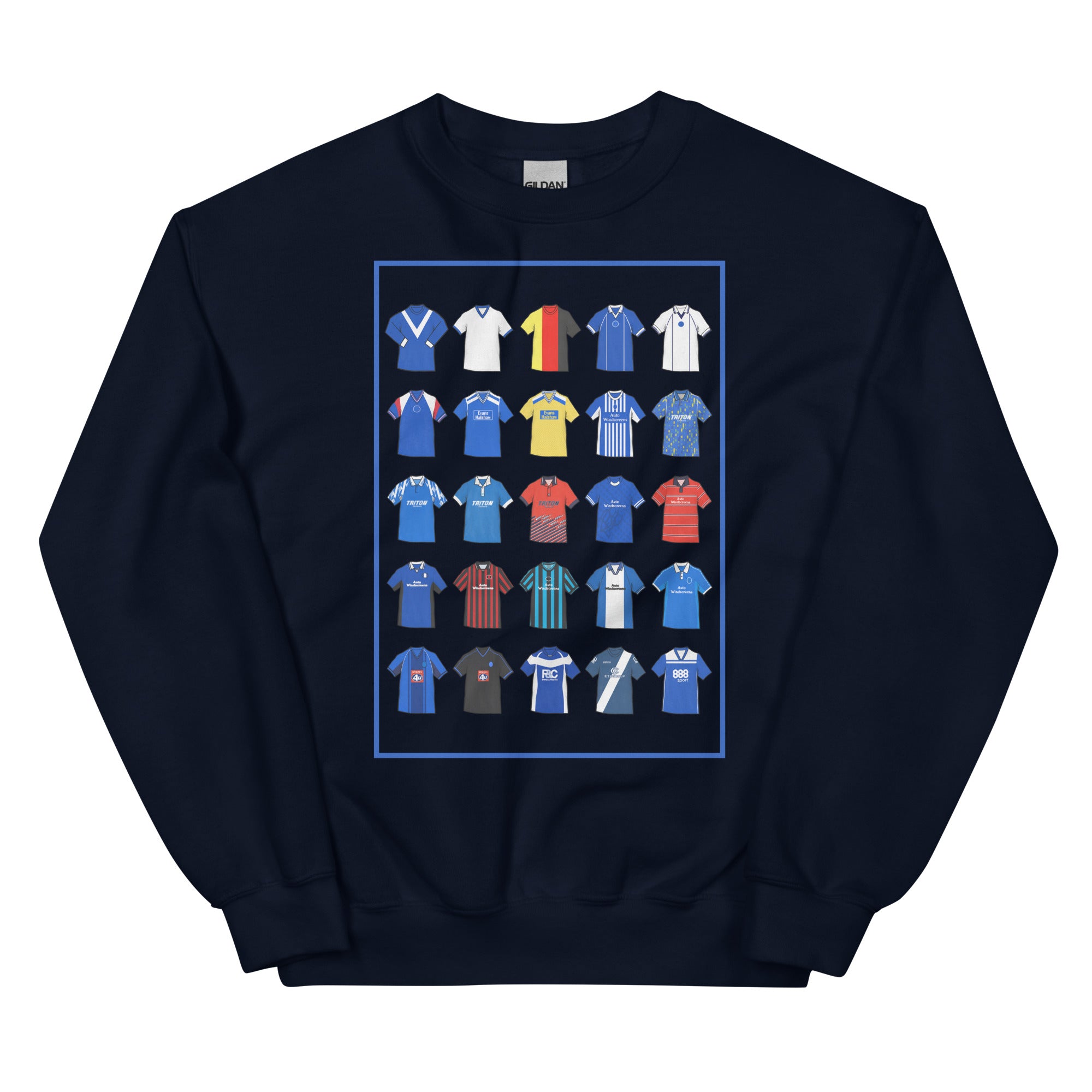 Retro Birmingham City–inspired sweatshirt with a classic fit, soft feel, and durable stitching. Crafted from a pre-shrunk cotton-polyester blend—perfect for fans who love vintage Blues football style.