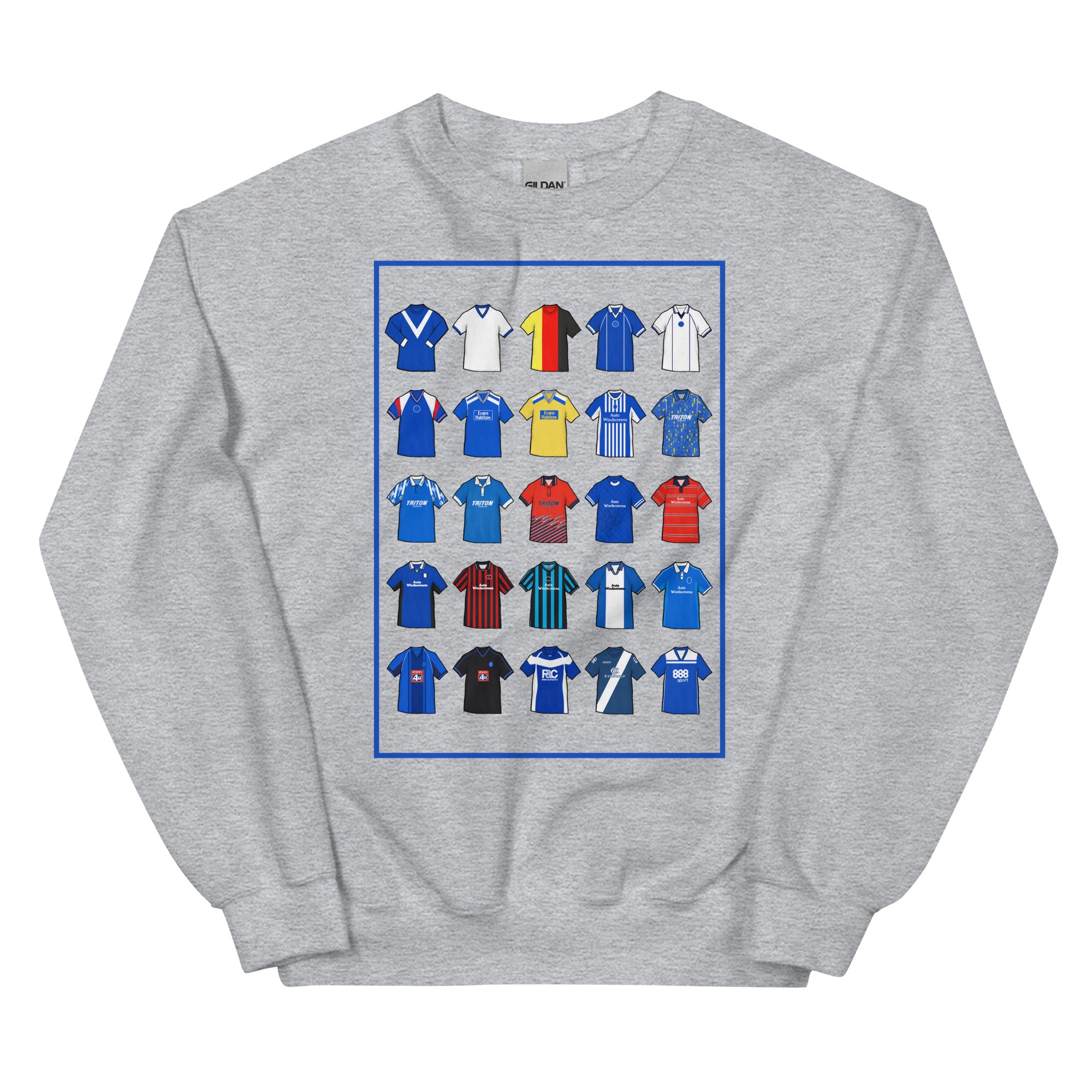 Retro Birmingham City–inspired sweatshirt with a classic fit, soft feel, and durable stitching. Crafted from a pre-shrunk cotton-polyester blend—perfect for fans who love vintage Blues football style.