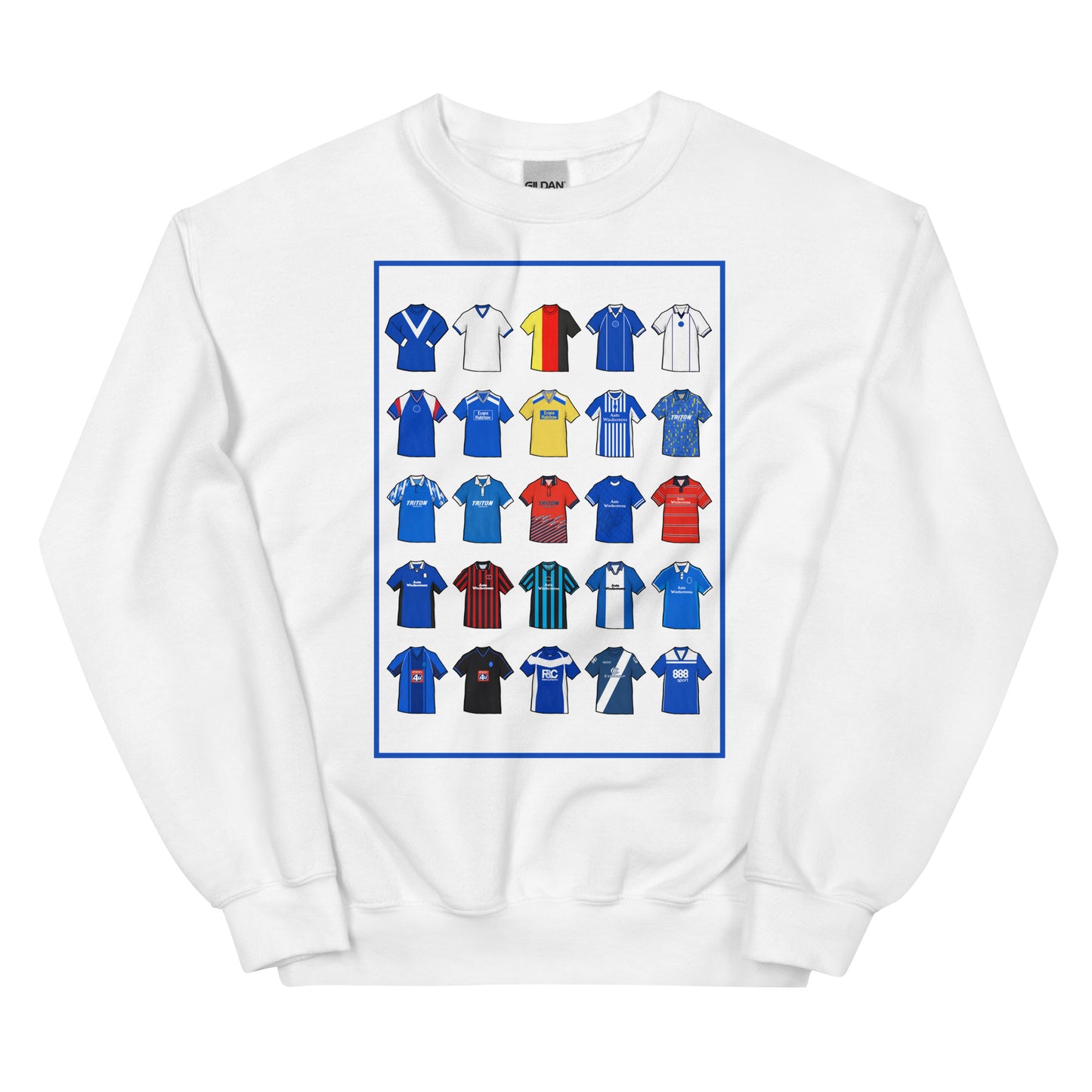 Retro Birmingham City–inspired sweatshirt with a classic fit, soft feel, and durable stitching. Crafted from a pre-shrunk cotton-polyester blend—perfect for fans who love vintage Blues football style.