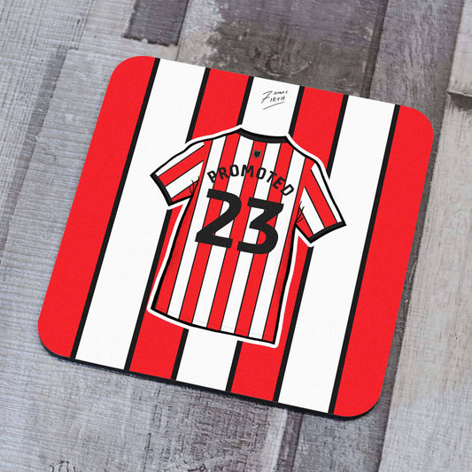 A coaster which celebrates the promotion of Sheffield United back to the top tier of English football 2022 2023 season