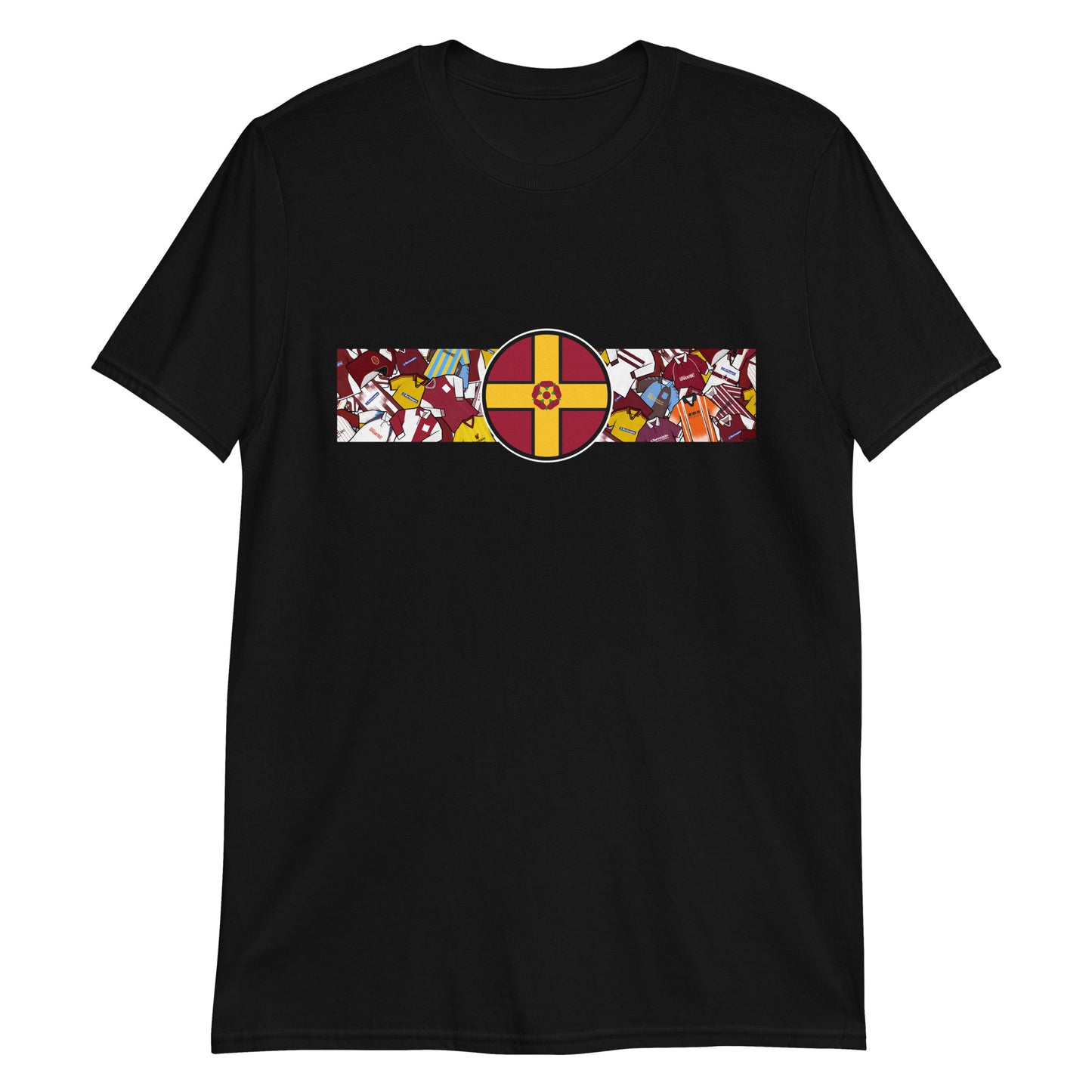 Show your Cobblers pride with this Northampton Town FC T-shirt, perfect for fans of Northamptonshire football. Featuring a bold retro collage of Northampton Town’s iconic classic shirts, this vintage-style T-shirt is ideal for match days, casual wear, or as a Northampton Town football gift. Celebrate the club’s rich heritage, classic claret and white style, and timeless Cobblers football culture with this must-have Northampton Town T-shirt for true supporters.