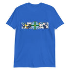 Show your Rams pride with this Derby County FC T-shirt, perfect for fans of Derbyshire football. Featuring a bold Derbyshire flag at the center and a retro collage of Derby County’s iconic football shirts, this vintage-style T-shirt is ideal for match days, casual wear, or as a Derby County football gift. Celebrate the club’s rich heritage, classic black and white style, and timeless Rams football culture with this must-have Derby County T-shirt for true supporters