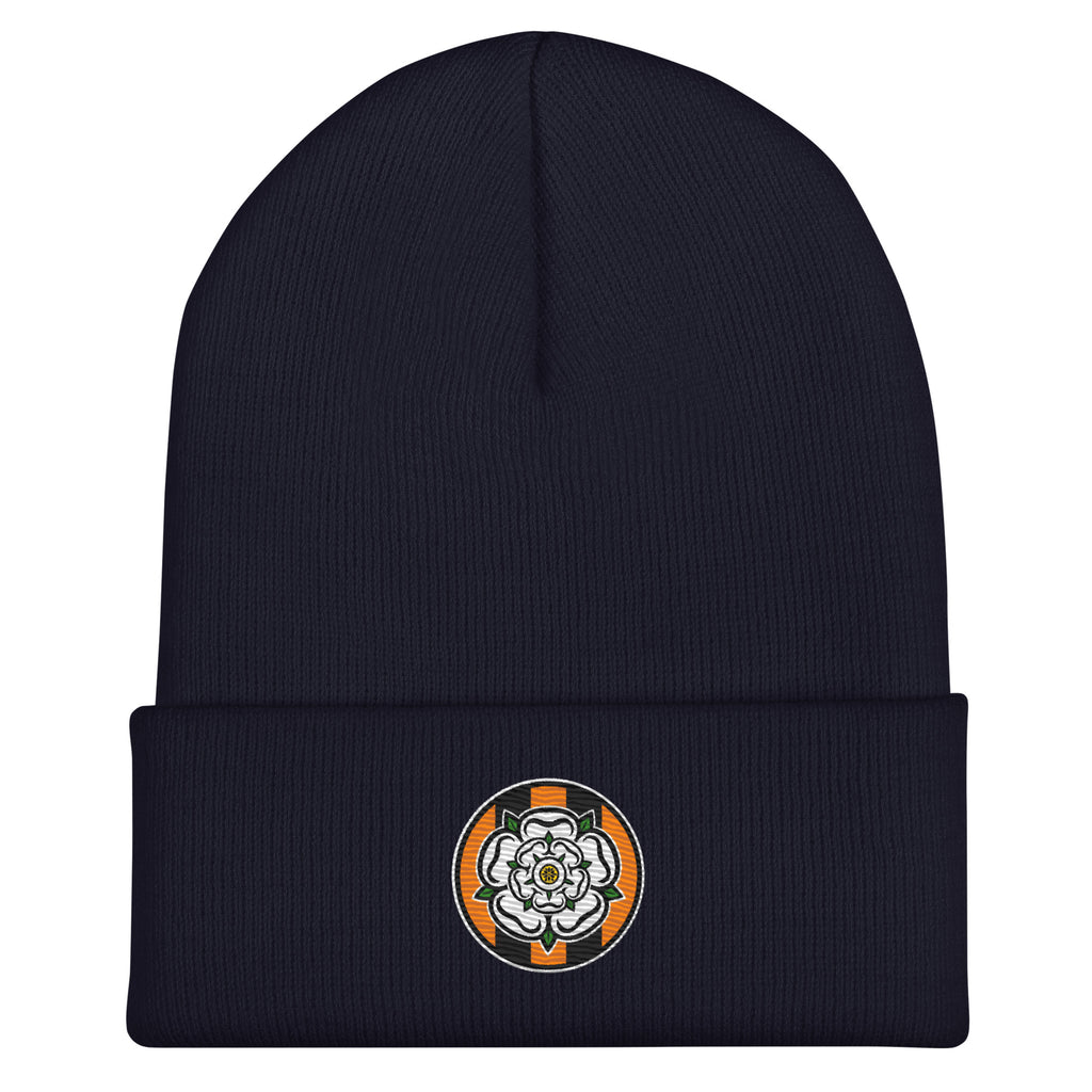 Stay warm with classic Hull City style. This unofficial retro-inspired beanie offers a soft, comfy fit—perfect for Tigers fans who love vintage football fashion. Up the Tigers! Keep the Hull flag flying High. Yorkshire Rose 