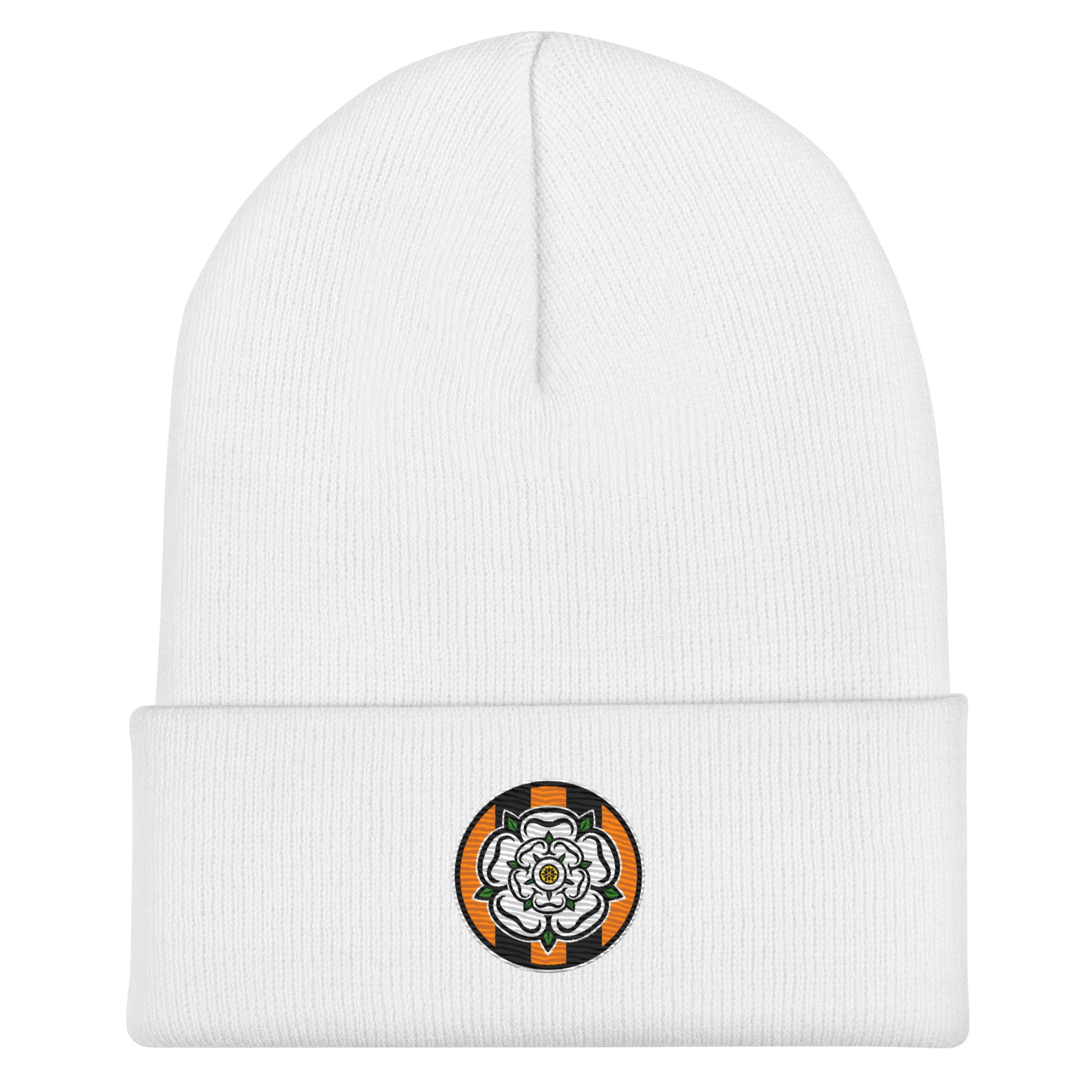Stay warm with classic Hull City style. This unofficial retro-inspired beanie offers a soft, comfy fit—perfect for Tigers fans who love vintage football fashion. Up the Tigers! Keep the Hull flag flying High. Yorkshire Rose WHITE