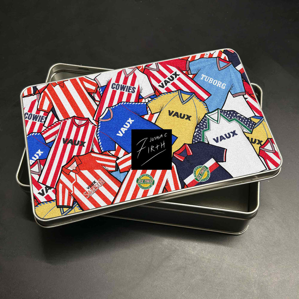Sunderland AFC Inspired Football Retro Shirts Metal Sweets / Biscuit Tin Stadium of Light Roker Park
