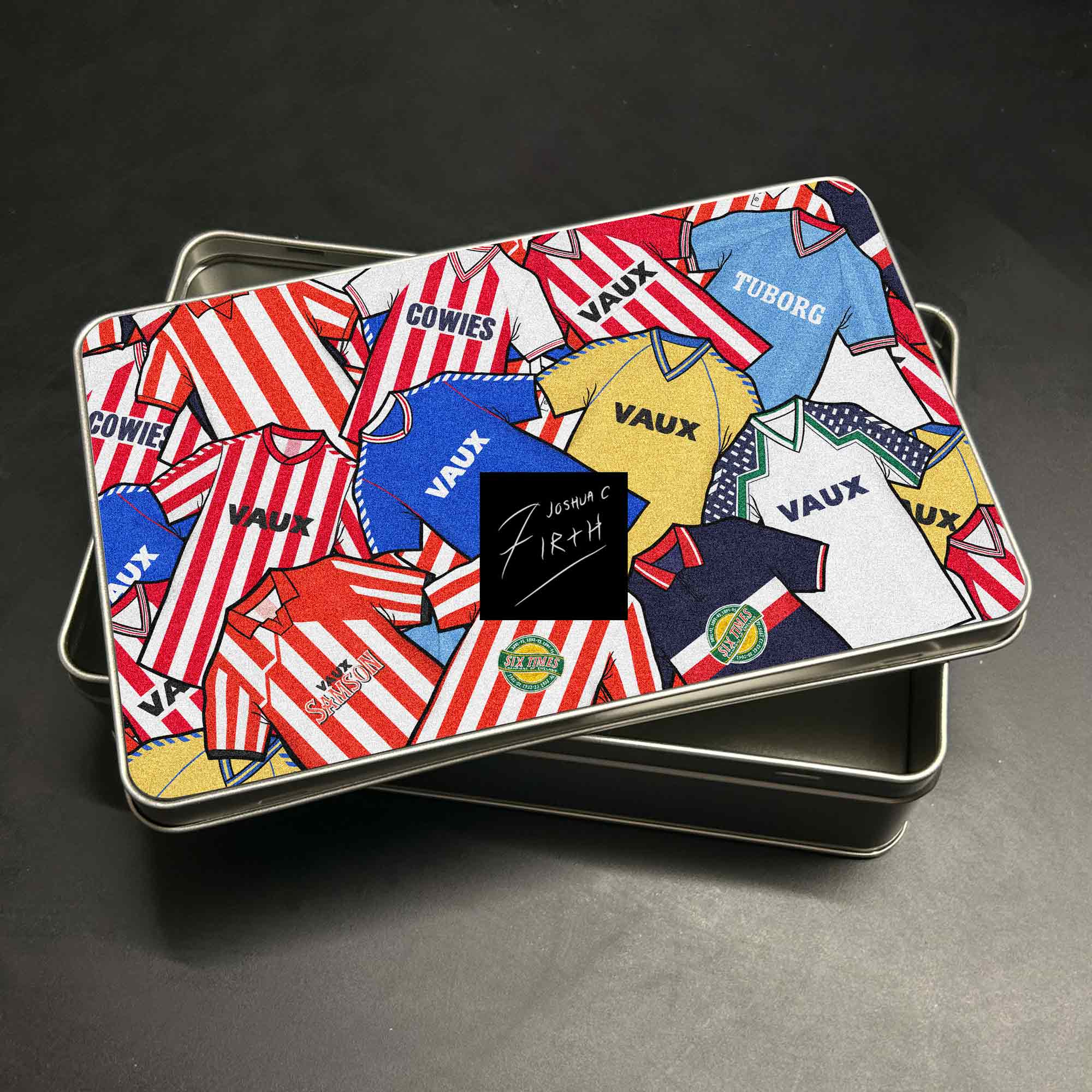Sunderland AFC Inspired Football Retro Shirts Metal Sweets / Biscuit Tin Stadium of Light Roker Park