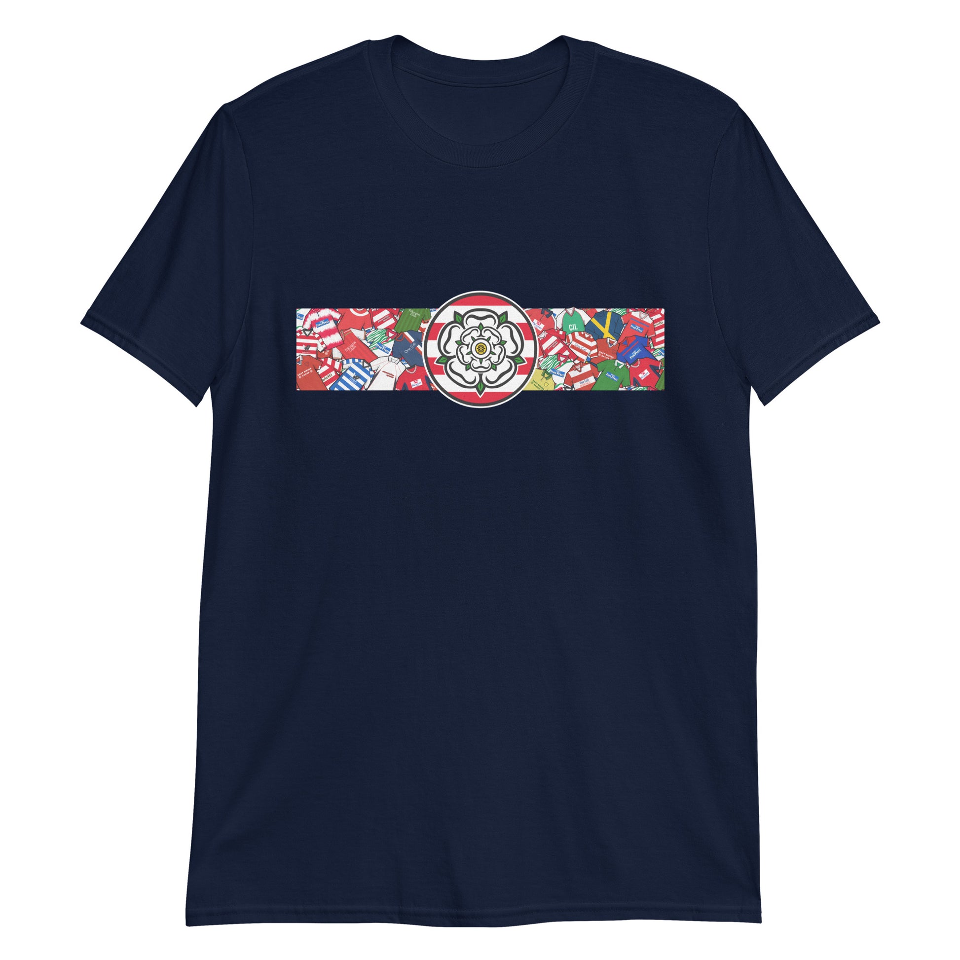This T-shirt design celebrates Doncaster Rovers’ proud legacy, blending the club’s iconic red and white with a bold, retro-inspired edge. Featuring classic jersey patterns and a central Yorkshire rose emblem, it pays homage to the passion and tradition of the Keepmoat faithful. A perfect fusion of vintage football heritage and contemporary streetwear—designed for true Rovers supporters.