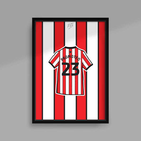 A poster print which celebrates the promotion of Sheffield United back to the top flight of English football