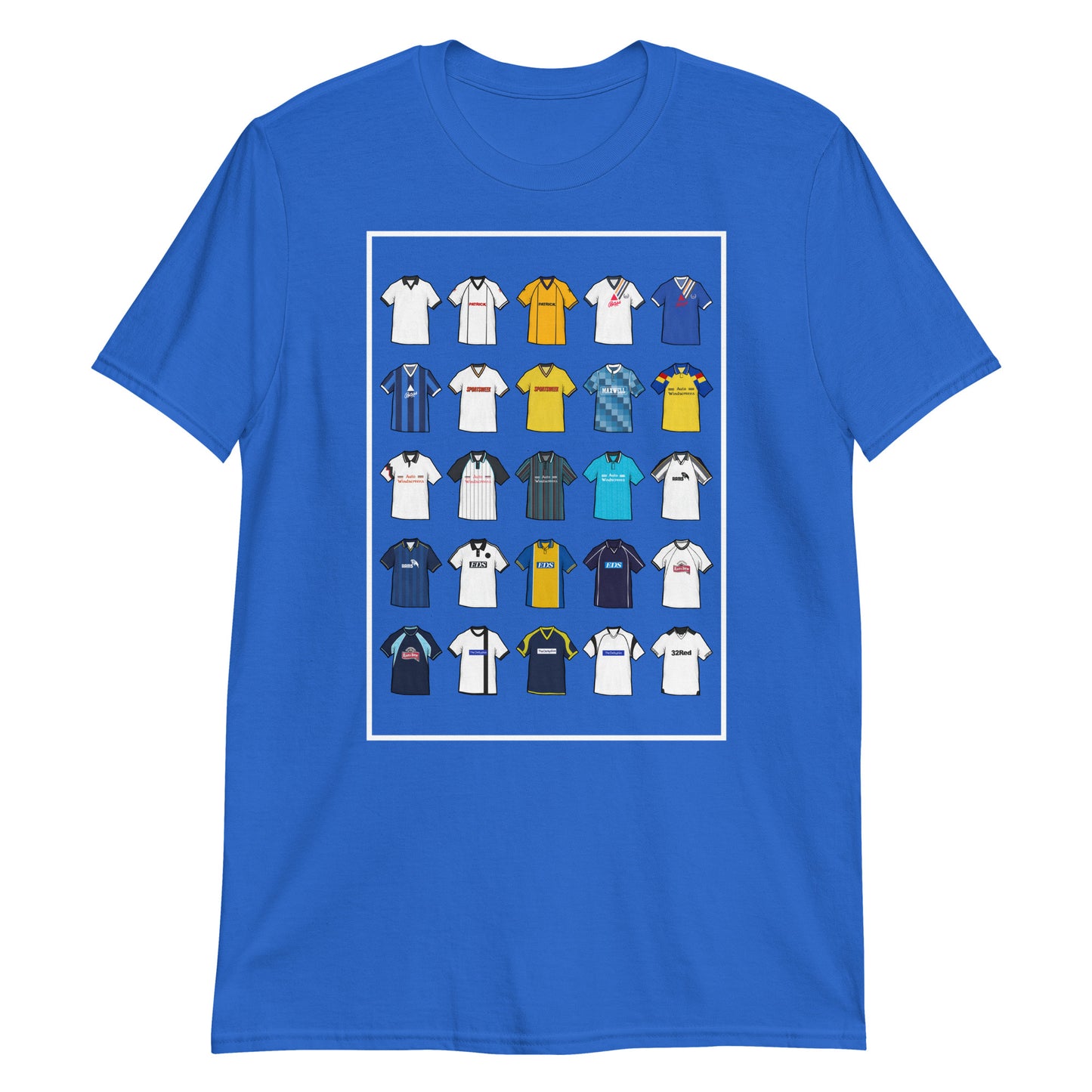 This Derby County FC T-shirt is inspired by the club’s iconic football shirts, featuring bold black and white colours with a modern twist. Designed for Rams fans who love classic football style, it combines vintage jersey patterns, textured details, and premium comfort. Celebrate Derby County’s proud heritage and lasting legacy with a look that’s perfect for match days, casual wear, or as a thoughtful Derby County football gift. A must-have retro Derby County T-shirt for true supporters who value tradition