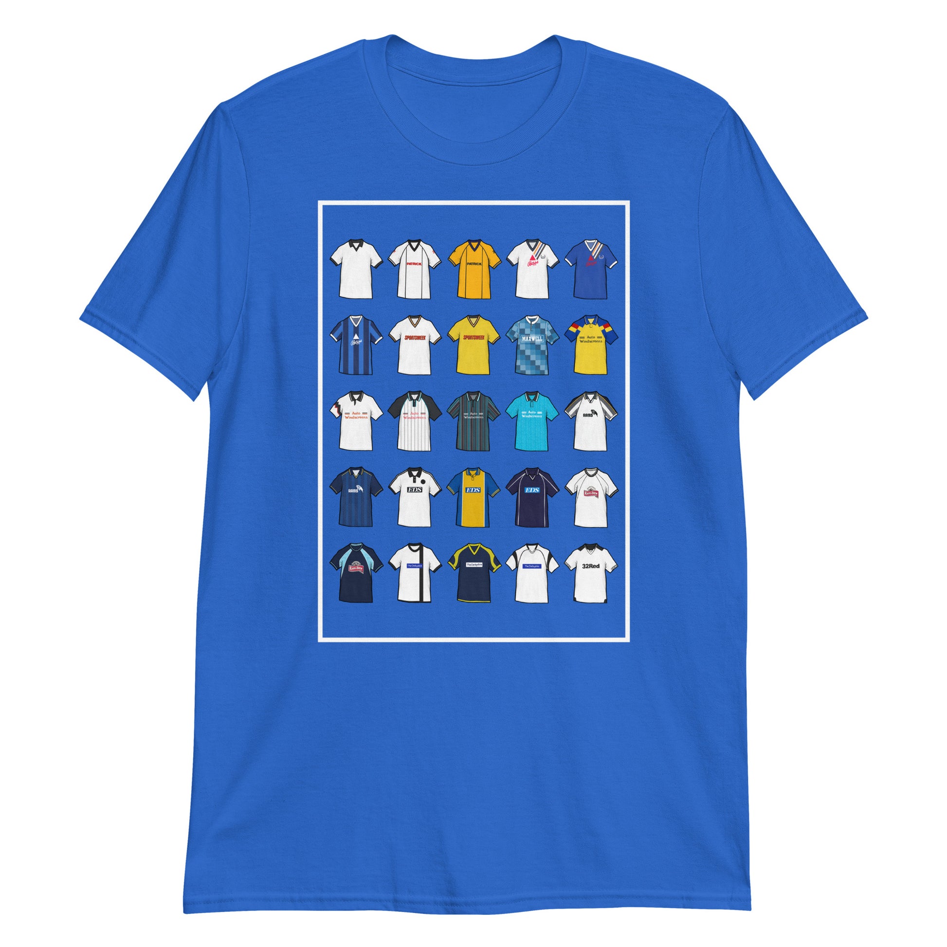 This Derby County FC T-shirt is inspired by the club’s iconic football shirts, featuring bold black and white colours with a modern twist. Designed for Rams fans who love classic football style, it combines vintage jersey patterns, textured details, and premium comfort. Celebrate Derby County’s proud heritage and lasting legacy with a look that’s perfect for match days, casual wear, or as a thoughtful Derby County football gift. A must-have retro Derby County T-shirt for true supporters who value tradition