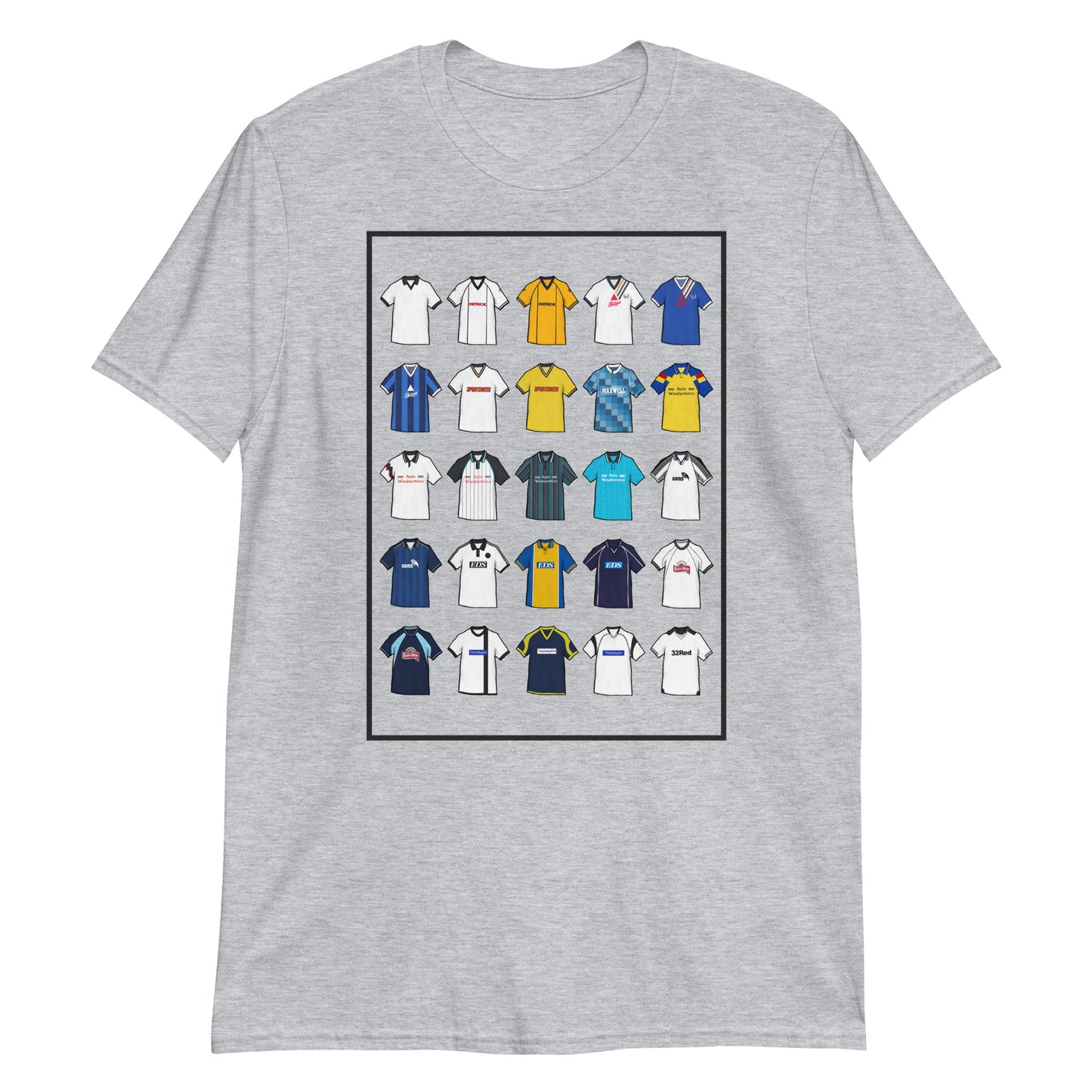 This Derby County FC T-shirt is inspired by the club’s iconic football shirts, featuring bold black and white colours with a modern twist. Designed for Rams fans who love classic football style, it combines vintage jersey patterns, textured details, and premium comfort. Celebrate Derby County’s proud heritage and lasting legacy with a look that’s perfect for match days, casual wear, or as a thoughtful Derby County football gift. A must-have retro Derby County T-shirt for true supporters who value tradition