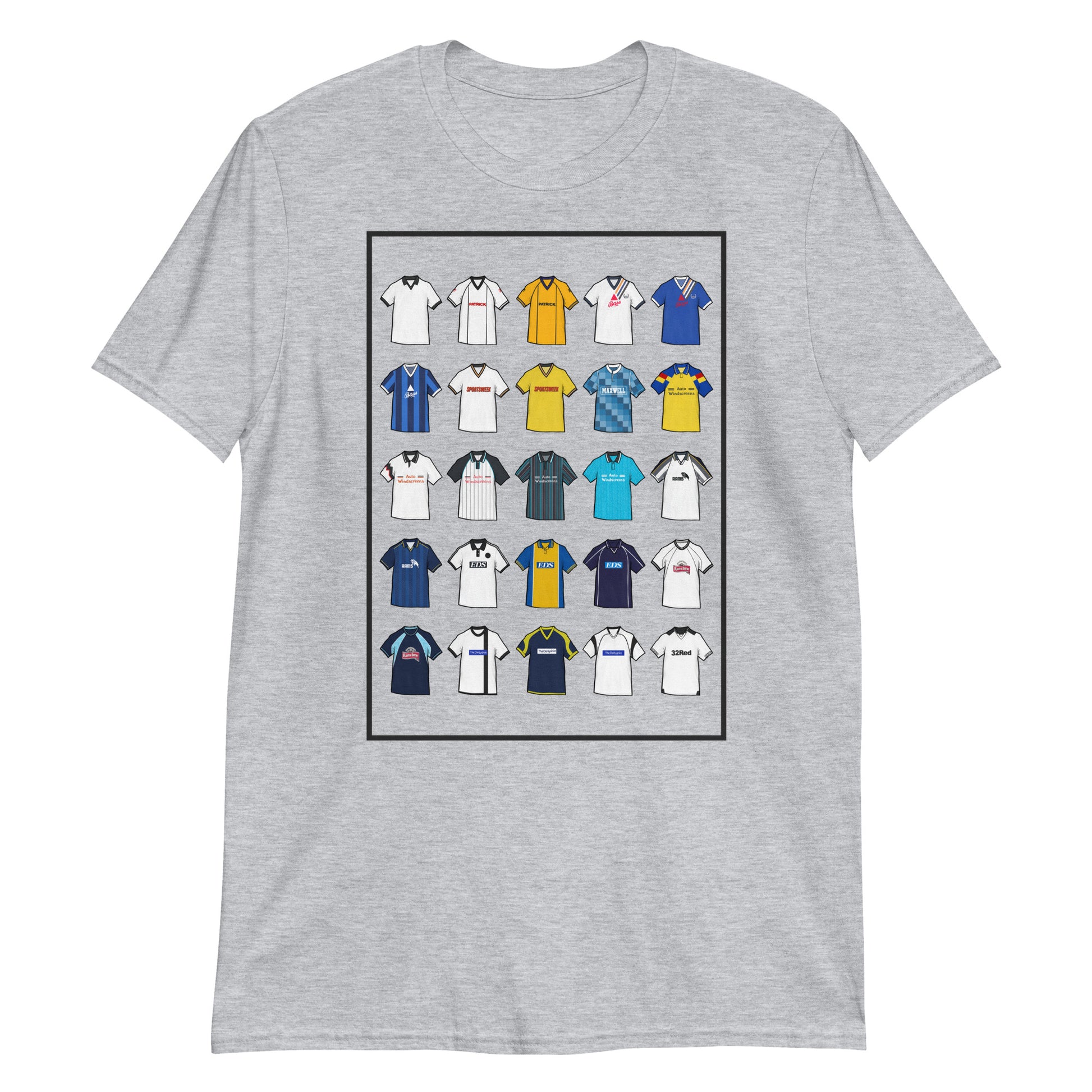 This Derby County FC T-shirt is inspired by the club’s iconic football shirts, featuring bold black and white colours with a modern twist. Designed for Rams fans who love classic football style, it combines vintage jersey patterns, textured details, and premium comfort. Celebrate Derby County’s proud heritage and lasting legacy with a look that’s perfect for match days, casual wear, or as a thoughtful Derby County football gift. A must-have retro Derby County T-shirt for true supporters who value tradition