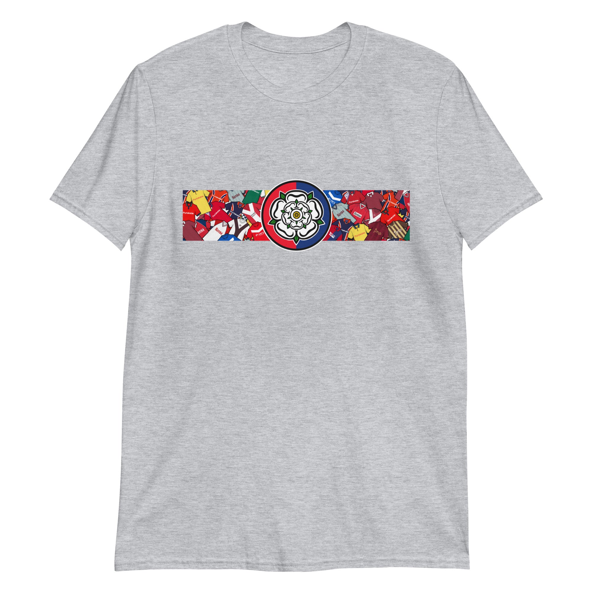 This T-shirt design celebrates York City FC’s proud legacy, blending the club’s iconic red and blue with a bold, retro-inspired edge. Featuring classic jersey patterns and a central White Rose of Yorkshire emblem, it pays homage to the passion and tradition of the Bootham Crescent faithful. A perfect fusion of vintage football heritage and contemporary streetwear—designed for true Minstermen supporters